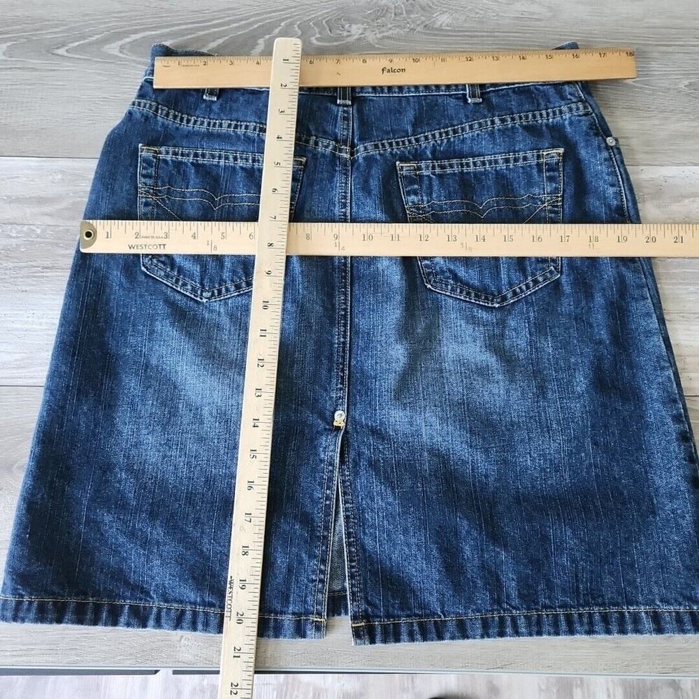 Quiksilver Juniors Size 13 Dark Wash Denim A Line Back Slit Roxy Jean Skirt - Picture 8 of 9